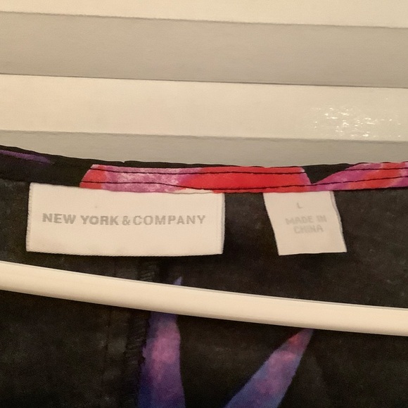 New York & Company Black Dress with Purple and Pink Floral Design - Picture 3 of 5